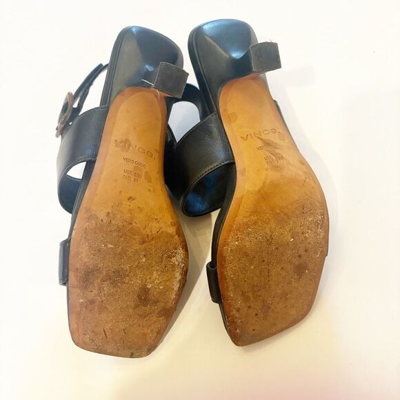 Vince Cira Square Toe Slingback Sandals Size 39 8.5 Black leather - Picture 10 of 11